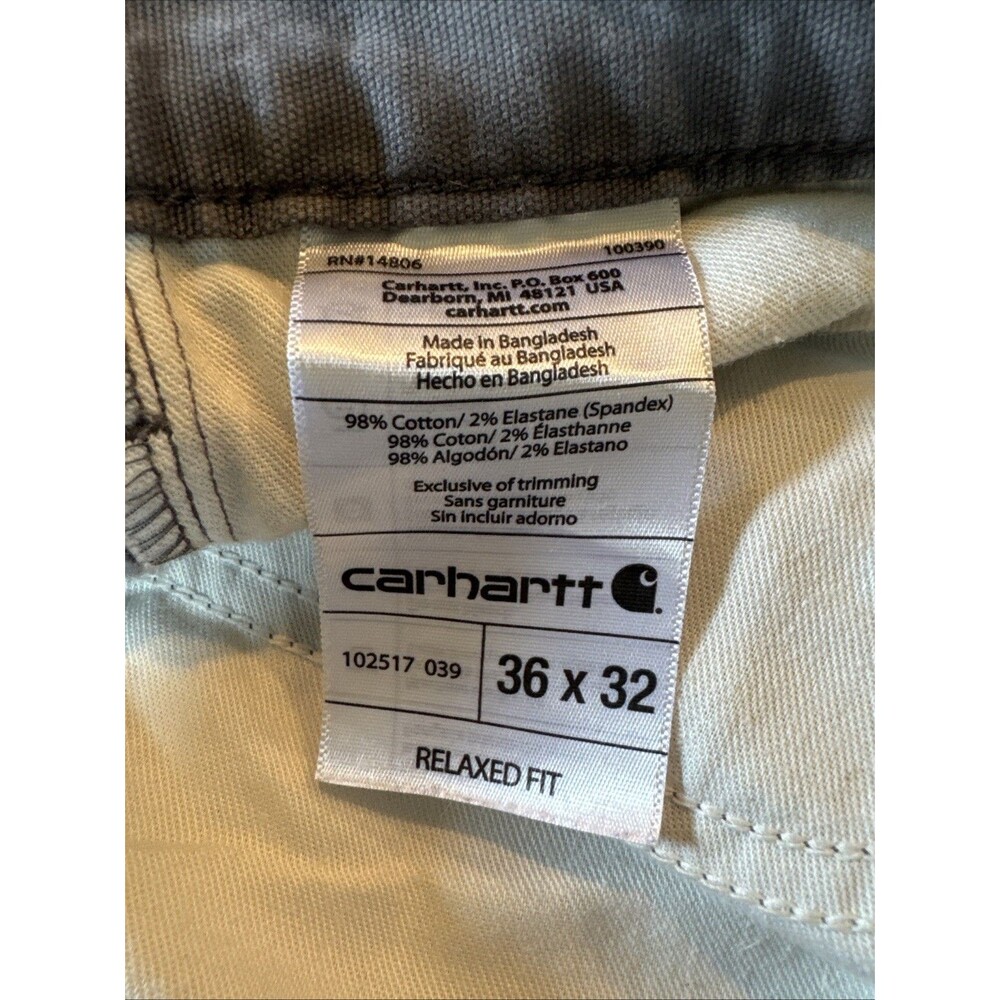 Carhartt Pants Mens 36x30 Gray Relaxed Fit Carpenter Canvas Workwear 102517-039 - Picture 5 of 9